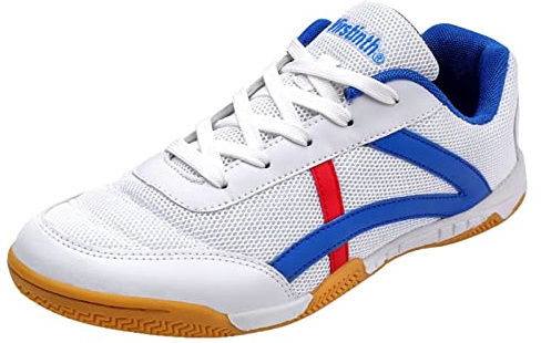 ZHENSI Scarpe da Ping Pong da Uomo Sneaker da Interno Scarpe in Rete Leggera con Fondo Morbido,Blu,44 EU