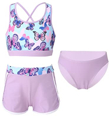 Zaldita Hawalii bikiniset för flickor, ärmlös linne med blommigt tryck badtrosa badshorts tankini badkläder