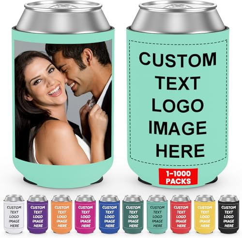 Valyria Raffreddatore di lattine di birra personalizzato sfuso pieghevole per lattine di birra titolare bottiglia di bevande logo testo immagine per matrimoni, feste di compleanno pesca pic-nic