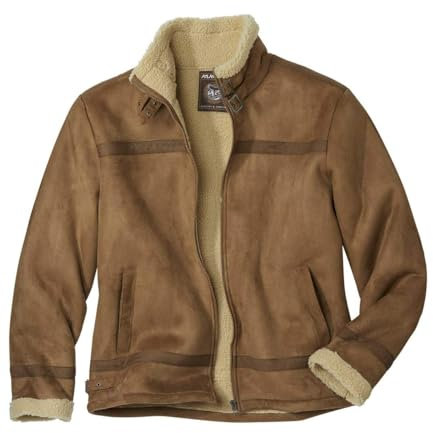 ATLAS FOR MEN - Jacke Abenteurer mit Teddyfutter - Fliegerjacke Herren - Cargo Jacke - Pilotenjacke - Braune Jacke Herren - In großen Größen erhältlich