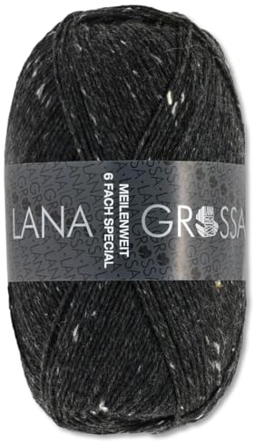 Frida's Wollhaus Lana Grossa, 150 g, 6 gomitoli di lana per calze, 19 colori (8837, antracite)