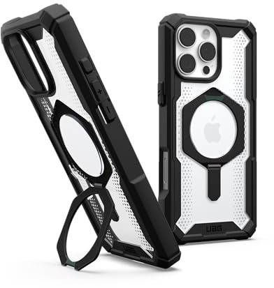 URBAN ARMOR GEAR Plasma XTE Case für Apple iPhone 16 Pro Max Kickstand Hülle (Wireless Charging/magnetisches Aufladen kompatibel, Handyhülle aufstellbar, 6 Meter Fallschutz) schwarz/transparent