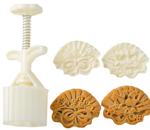 Mondkuchenform, Blumen-Plätzchenform – traditionelles Mondkuchenform-Set, Mittelherbst-Festival, Handdruck, Blume, Mond, Kuchenform