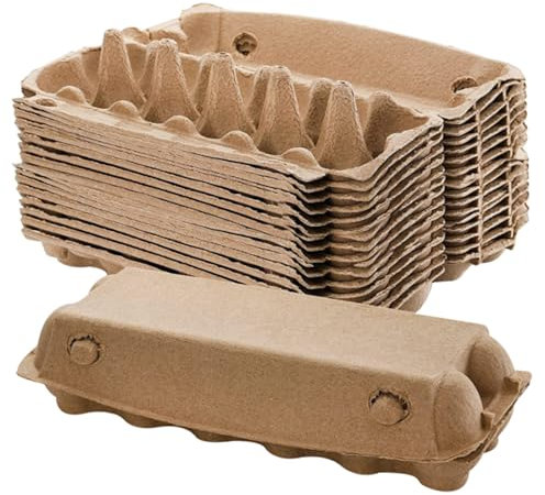 Jeorywoet Cartons d'oeuf 20pcs Fibre Pulp biodégradable Boîtes d'oeufs à 12 cellules Plateau d'oeuf Anti-Collision empilable en Carton à œufs en Carton à œufs Cartons d'oeuf