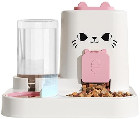 Automatischer Katzenfutterautomat, automatischer Katzenfutterspender - Katzenfutter- und Wasserspender | Robuster, automatisch befüllbarer Katzenwassernapf, auslaufsichere Katzennäpfe mit großem Fassu