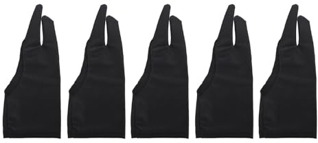 Gants d'art, gants de dessin à 2 doigts pour l'art numérique, gants pour tablette graphique, noir, main droite et gauche, élasticité lisse, respirants (M)