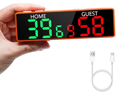 LUCKY TIME Digital Scoreboard, Battery Powered Portable Score Keeper | Great for ping pong basketball cornhole & indoor sports. Compact tabletop design, easy to carry, buzzer alerts