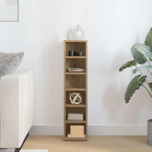 Kaloriko CD-hylla Artisan-ek av trämaterial 21 x 20 x 88 cm, öppet fack för CD DVD mediaförvaring, förvaringshylla för vardagsrum sovrum kontor