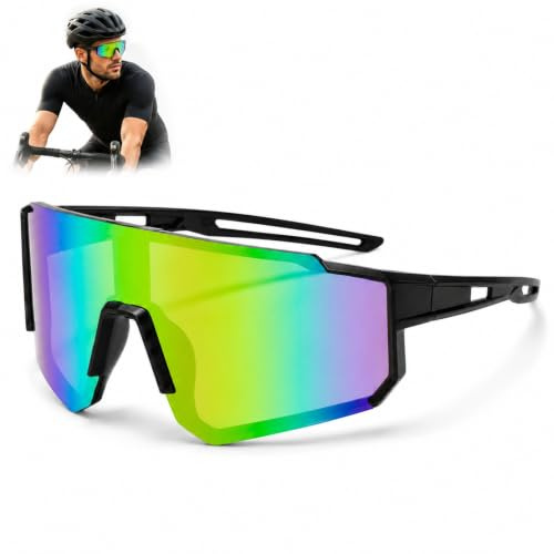 WHJYCC Polarised Cycling & Sports Sunglasses for Men & Women - Lightweight Frameless Design with Anti-Fog Blue Mirrored Lenses for Running Golf Driving Fishing Hiking & Outdoor Adventures