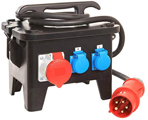 As-Schwabe 60555 - Quadro di distribuzione elettrica, per cantieri e ambienti di lavoro esterni, M4, IP44, 32 A, 400 V