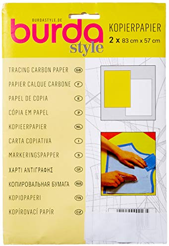 Burda 2Gcar, carta carbone per tracciamento giallo e bianco, 83 x 57 cm, 2 fogli, taglia unica