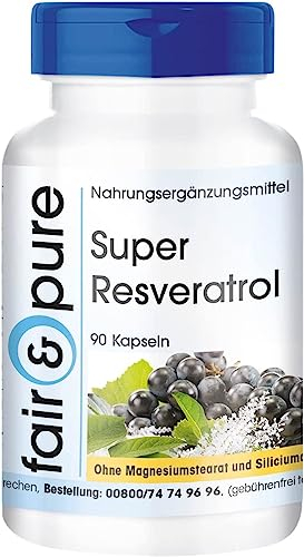 Fair & Pure Super Resveratrol aus Knöterich, 90 Kapseln, mit Rutin, OPC und Quercetin, veganes Nahrungsergänzungsmittel ohne Zusätze, in Deutschland hergestellt
