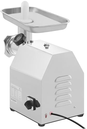 Royal Catering RCFW 140-850ECO Tritacarne Elettrico Professionale Macina Carne Elettrico in Acciaio Inox (140 kg/h, 850 W, Rotazione in Senso Inverso, Dimensione Fori 6/8 mm) ECO