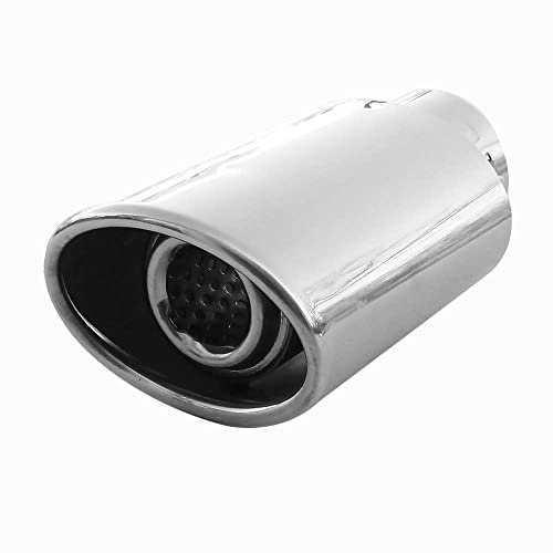 Embellecedor de tubo de escape, tubo de escape, vapores acústicos, tubo de escape deportivo, universal, aspecto deportivo, acero inoxidable, ovalado, hasta 45 mm, cromo AutoHobby