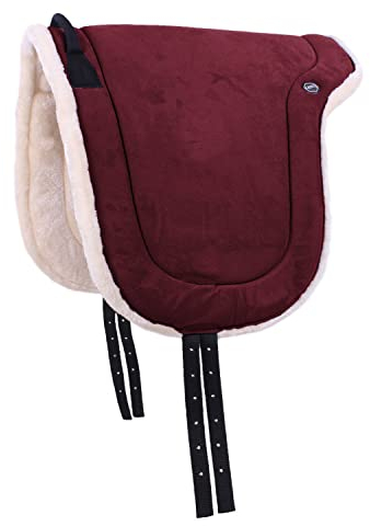 QHP Reitpad Pferd Bareback Pad 19 mm | Sicherer Halt | Komfortables Reiten | Praktische Größe (Bordeaux, Shet)