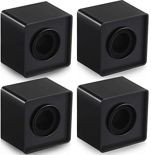Landhoow 4 Pcs Mic Flags Square Cube Microphone Flags Station Portable Custom Interview Mic Station with Foam Microphone Accessories for Interview Reporter Host Halloween Cosplay(Black)