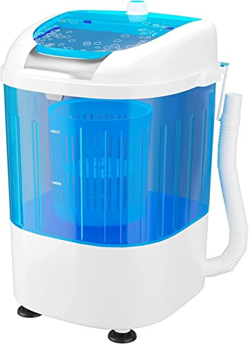 MEDIMALL Portable Washing Machine, Mini Washer and Dryer Combo w/ 5.5lbs Washing Capacity, Spin Cycle Basket, Drain Hose, Semi-Automatic Laundry Machine for RVs Camping Apartments Dorms Blue
