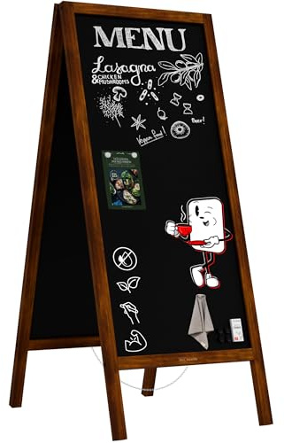 ALLboards Lavagna per gesso magnetica con cavalletto 150x61 cm RESISTENTE ALL'ACQUA - MARRONE CLASSICO