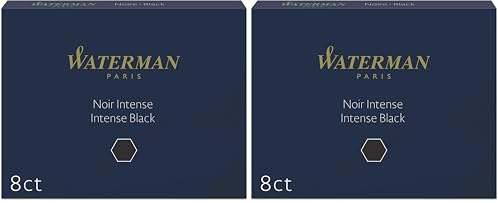 WATERMAN boîte de 8 cartouches longues, couleur Noir intense pour Stylo plume (Lot de 2)