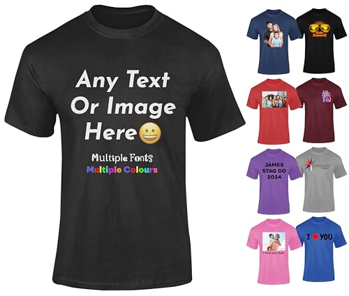 Black Personalised Mens T-Shirts UK - Customise With Any Text And Photo, Long-Lasting Print Medium