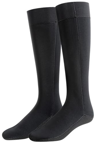 UCK-KIT Neopren Socken 3mm Lange Tauchen Socken Anti-Rutsch Wärme Neoprenanzug Stiefel Wasser Socken Für Männer Frauen Schnorcheln Schwimmen Surfen Kajak Tauchen,Schwarz,M
