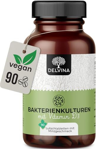 Delvina Bad Breath Treatment for Adults - 90 Vegan Lozenges for Oral Health - Oral Probiotics Tablets with Vitamin D3 for Oral Flora - Fresh Breath - Mint Flavour - 1 Lozenge per Day, 3 Months Supply