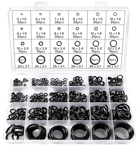Lyeteung 480 Pièces 24 Tailles Kit O Ring Joints D'étanchéité, Assortiment Joint Torique en Caoutchouc Nitrile, Joints Toriques D'étanchéité, pour Plomberie et Réparation de Véhicules, Noir