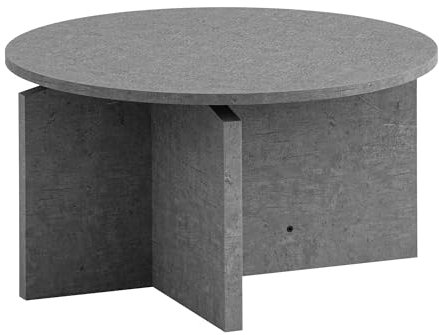 Wohnling Couchtisch 60x60x33 cm Grau Sofatisch in Beton-Optik Modern, Design Wohnzimmertisch Rund, Loungetisch Klein, Kaffeetisch Beistelltisch