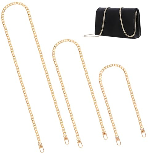 3 Piezas Cadena para Bolso, Cadenas de Metal Correas de Hombro, Correa de Cadena para Bolso con Hebillas, para Mensajero, para Billetera, Monedero, Bolsos de Mano y Hombro, 40cm, 80cm, 120cm (Oro)