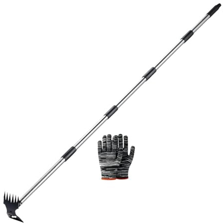 predolo Herramienta Extractora de Malezas, Rastrillo Manual Y de Acción, Equipo Ergonómico para Desherbar, Herramienta para Jardín, Plantación Y Patio, 5 Sección