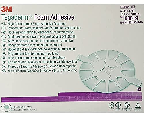 3M TegadermTM Adhesive Foam für Ellenbogen und Fersen, 14 x 14 cm, selbstklebender Polyurethan-Schaumstoff, Packung mit 5 Stück