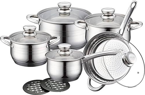 Royalty Line rl-1232 Set Batteria Di Pentole Pentole, padelle in acciaio inox 12 pezzi