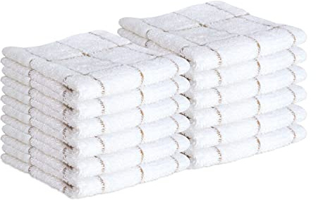 Arkwright Dish Towels for Kitchen - (Pack of 12) Soft, 100% Cotton Terry Dishcloths, Highly Absorbent & Quick Dry, Washcloths for Washing, Drying, and Cleaning Dishes, 12 x 12 in, Tan