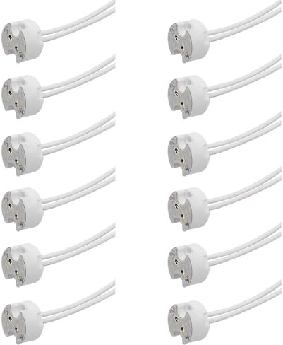 CYUaoao - G5.3 / MR16 Casquillo Portalámparas de Cerámica 12 Piezas de Zócalo para LED Con Cable de Silicona de Calidad de 15cm Base de Bombilla de Cerámica Universales 12 V de Baja Tensión