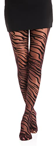 Gi&Gi Collant Donna Velati Fantasia Animale a Tiger o Zebra 20 Denari Made in Italy N.1294 (S/M)