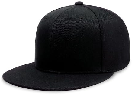 CHCHOK.LIDS Flat Bill Visor Classic Snapback Hat Blank Adjustable Brim High Top End Trendy Color Style Plain Tone Baseball Cap (Black)