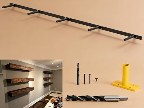 PICESA 69 inches, Heavy-Duty Floating Shelf Bracket, Hidden Shelf Bracket for Fireplace Shelves, Installed on Studs, max Load of 210 pounds, Hidden Bracket for Shelves， 69 inches, (with Ease kit)