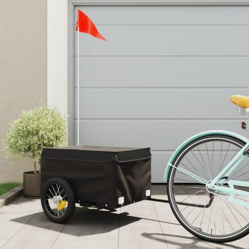 Rantry Svart Lastcykel Trailer 30 kg Järn, Inomhusmöbler Utomhus Hem Vardagsrum Möbler Rum Dekoration
