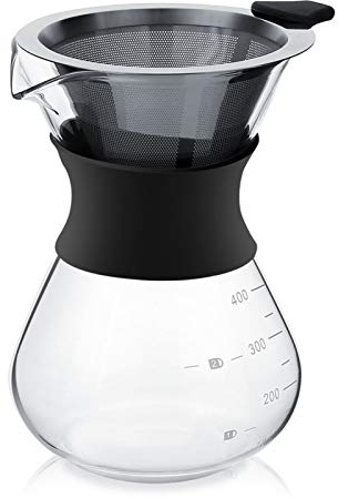 Yosoo Caffettiera Pour Over, Caffettiera in Vetro Caffettiera con Gocciolatore da 400 Ml Macchina per caffè Manuale Macchina per caffè Americano Macchina per caffè Manuale con Filtro