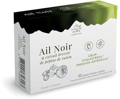 VITALYS ALPES - Ail Noir & Feuilles d'Olivier - Participe à l’équilibre du système cardiovasculaire - 40 gélules - Ingrédients d'Origine Naturelle - Fabriqué en France