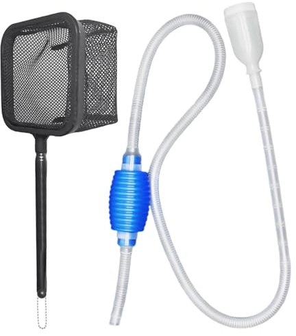 1 Stück Wasserleitung für Aquarien, 1 Stück Fischernetz, Wasserwechsler für Aquarien, Sandwäscher für Aquarien, Vakuum-Siphonpumpe, zum Wasserwechsel und Reinigen von Aquarien.