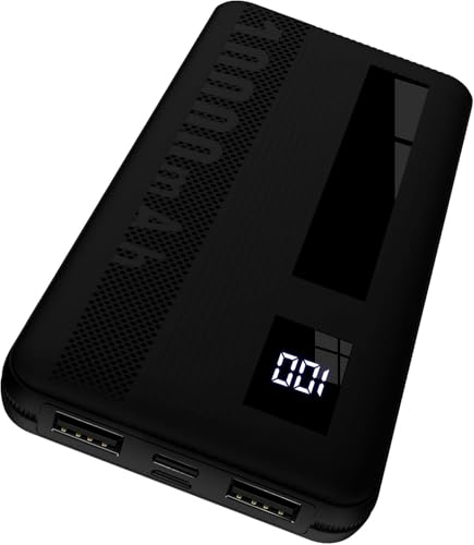 Power Bank, 10000mAh Powerbank Klein Aber Stark, Externe Handyakkus USB C Port, Externer Akku LED Display, 2 USB Ausgängen und Mirco USB Eingängen, Tragbares Ladegerät für Smartphone, Tablets und mehr