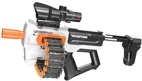 Pistola mitragliatrice realistica in schiuma con bullone manuale, 24 caricatori di freccette e 40 freccette in schiuma, precisione a lungo raggio, ragazzi, ragazze, per compleanno, Natale
