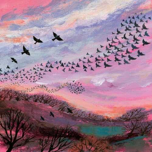 Museums & Galleries Birthday/Blank Greeting Card - Blank Card for Women with Artistic Lucy Grossmith Birds at Sunset Design - General Card Suitable for Any Occasion