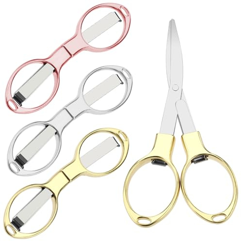 3 st hopfällbar sax, bärbar resesax sömnad skarpa saxar rostfritt stål infällbar liten sax för resor hem kontor utomhus sjuksköterska (guld, silver, rosa guld)