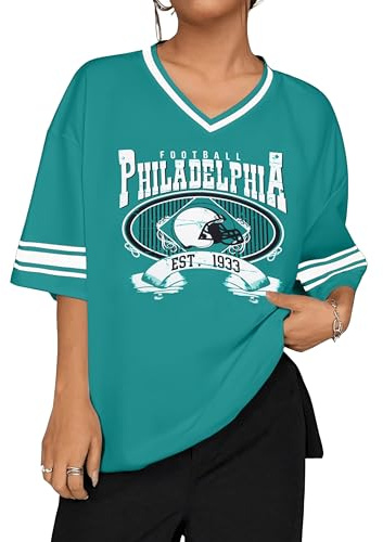 Football Shirts Women Game Day Oversized Shirt Football Team Fan Tee Sports Jersey Gift Tops