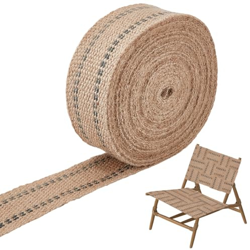 GORGECRAFT 5 cm bred jutebandstejp 10 m svart linje naturlig säckväv vävt band linne hantverk klädsel sadelgjord för gör-det-själv sömnad heminredning present inslagning stol kudde reparationsband