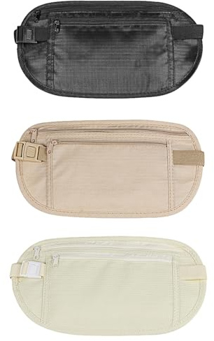 3Pcs Money Belts for Travel Hidden Women, Travel Money Wallet Lightweight Adjustable, Waist Pouch for Running Phone Keys Cash Passport