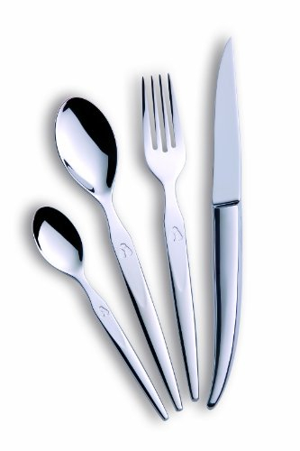 Laguiole Production - Ménagère 16 pièces Design - Set de couverts de table acier inox forgés massif 18/0 poli miroir - Pour 4 personnes - Présentation coffret cadeau, Argenté