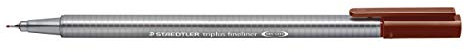 STAEDTLER 334-76 Triplus Fineliner (Dreikant, Superfeine, Metallgefasste Spitze, Linienbreite ca. 0,3 mm, 10 Stück) braun